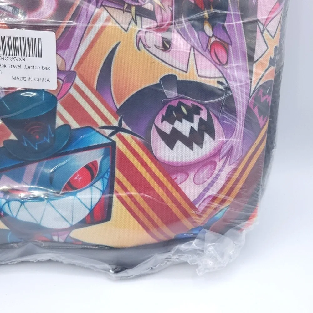 Hazbin Hotel Backpack Multi Character Spell Out Day Pack 16 x 11 x 4.5 Inches